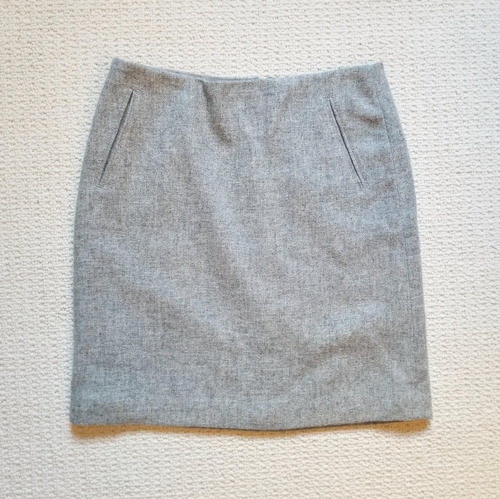 Talbots gray wool blend mini pencil skirt size 2 petite